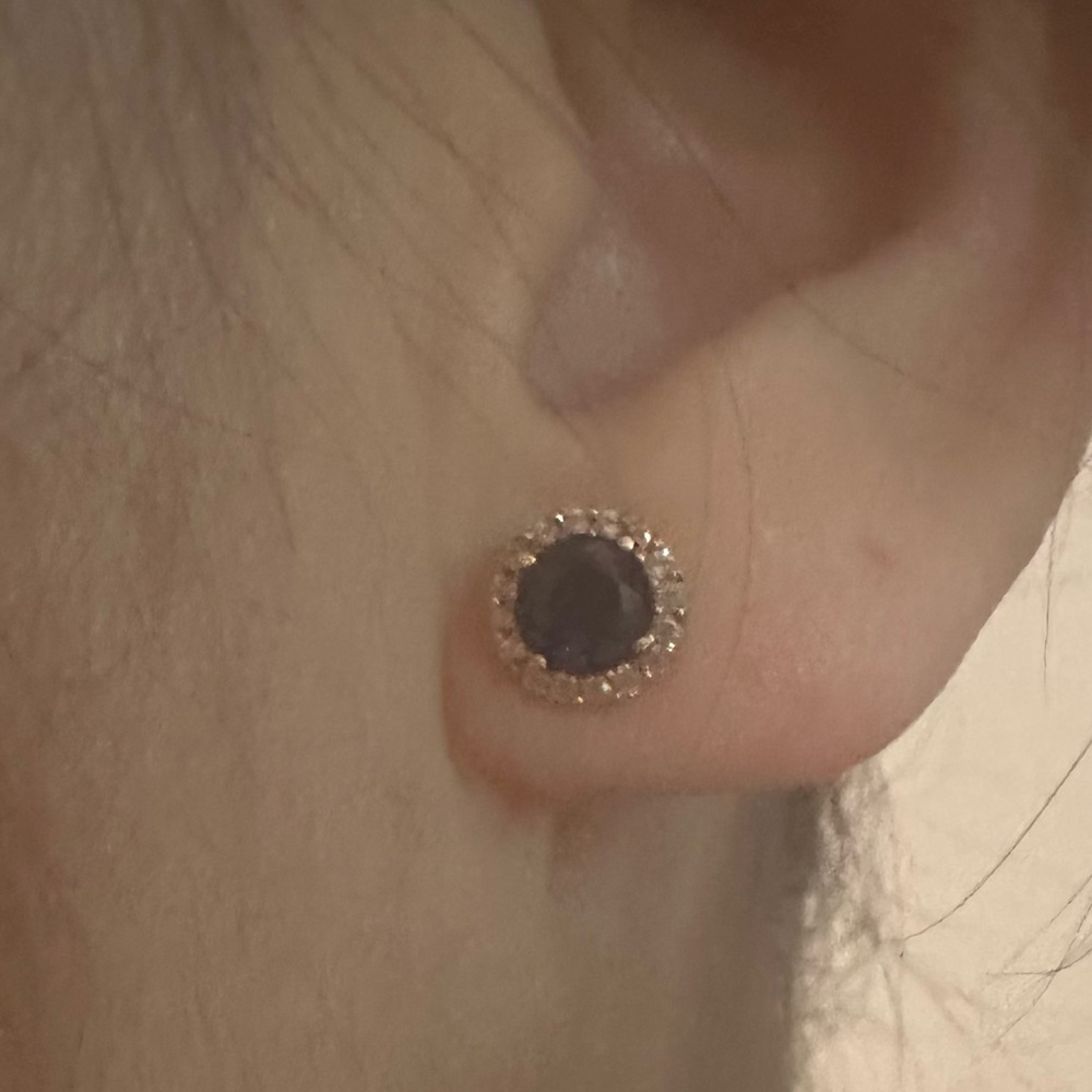 10K sapphire diamond  Earrings - Picture 9 of 11